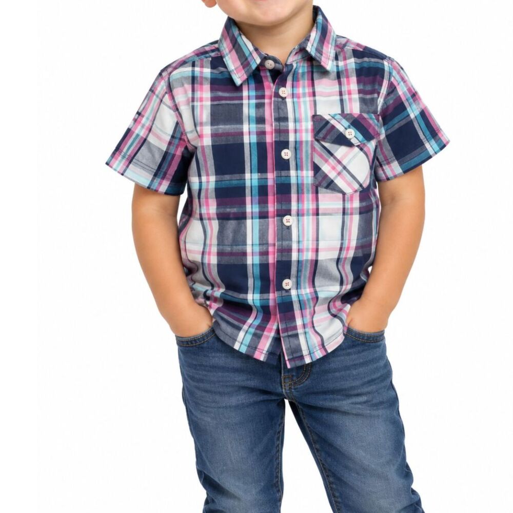 🔥 5 for $30 🔥 Healthtex Plaid Short-Sleeve Button-Up Shirt | 3T